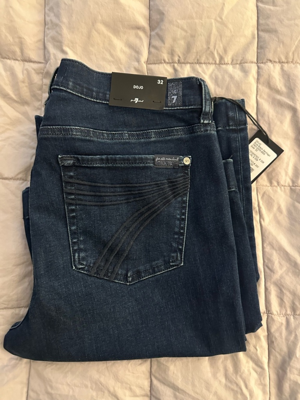 NWT 7 For All Mankind Blue Black Dark Santiago Dojo Jeans